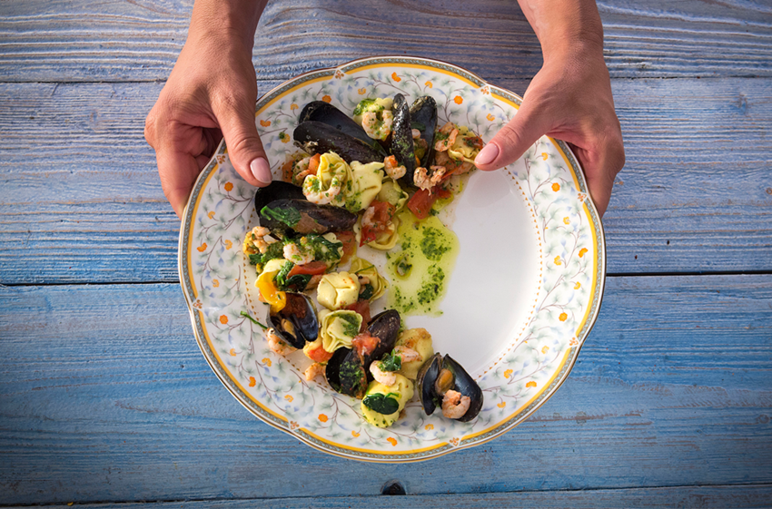 Tortellini with seafood